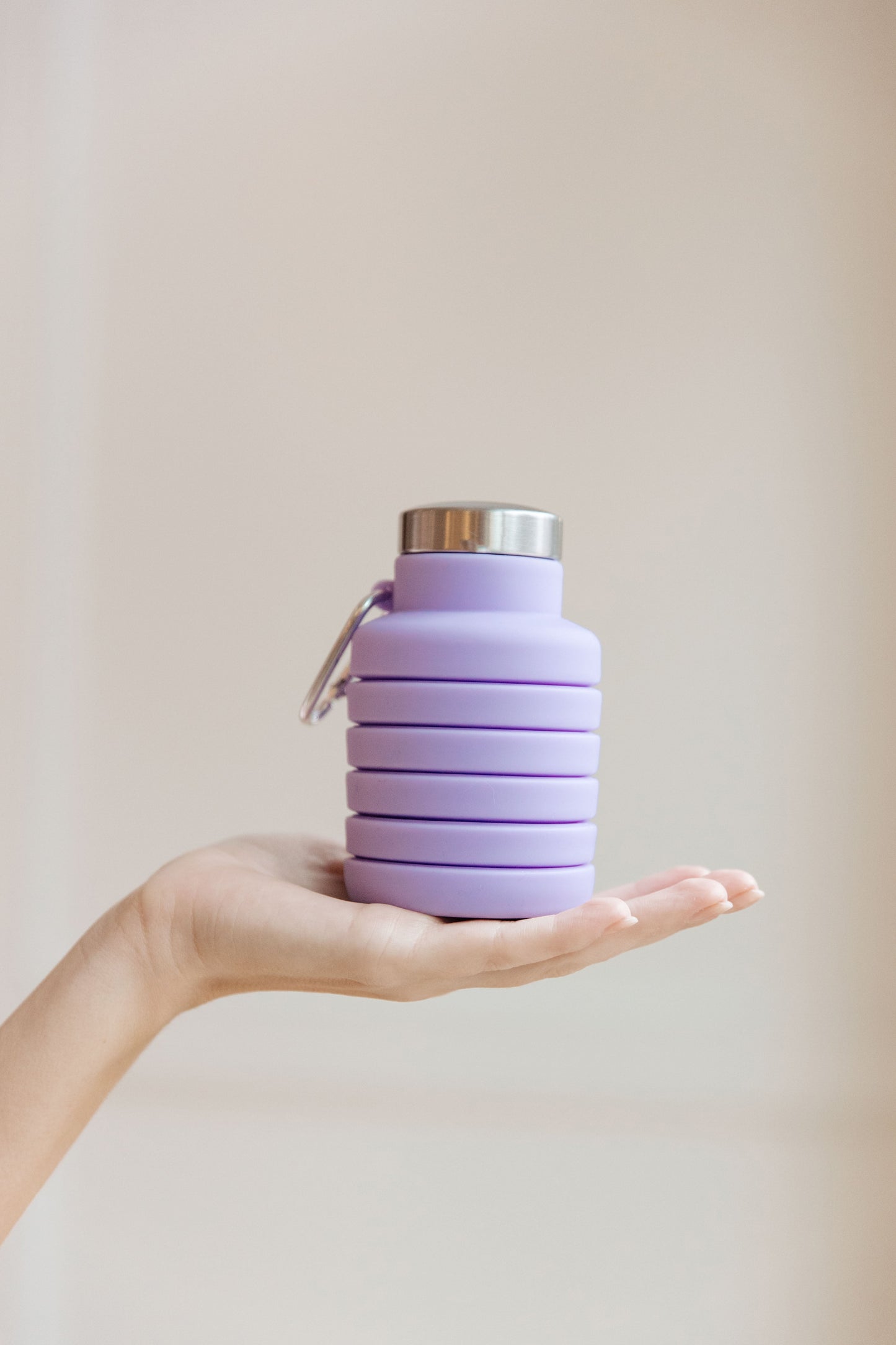 Collapsing Silicone Water Bottle in Purple