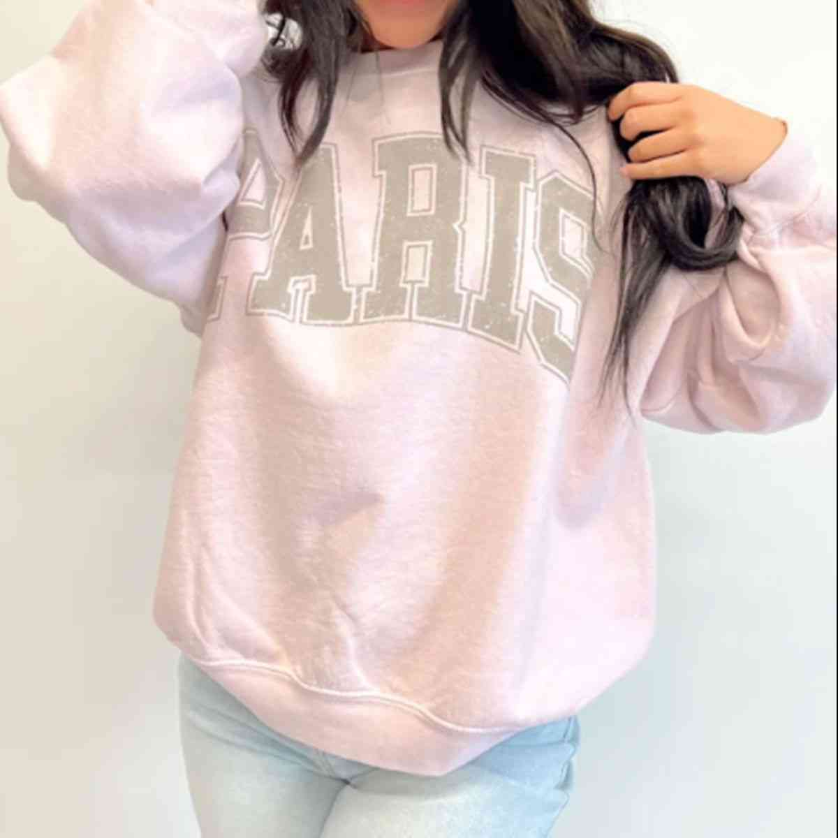 Letter Graphic Round Neck Drop Shoulder Sweatshirt